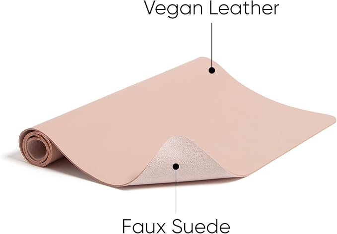 Smead Desk Pad, Vegan Leather Desk Mat with Non - Slip Faux Suede Backing, Perfect Desk Organizer for Office Decor, 23.6” x 13.7” Small, Dusty Rose (64839) | Desk Pads Blotters - TrueDesk