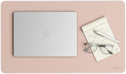 Smead Desk Pad, Vegan Leather Desk Mat with Non - Slip Faux Suede Backing, Perfect Desk Organizer for Office Decor, 23.6” x 13.7” Small, Dusty Rose (64839) | Desk Pads Blotters - TrueDesk