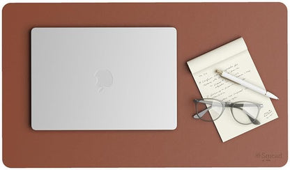 Smead Desk Pad, Vegan Leather Desk Mat with Non - Slip Faux Suede Backing, Perfect Desk Organizer for Office Decor, 23.6” x 13.7” Small, Saddle (64837) | Desk Pads Blotters - TrueDesk