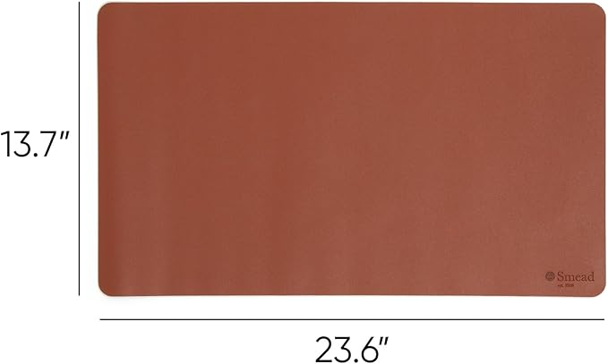 Smead Desk Pad, Vegan Leather Desk Mat with Non - Slip Faux Suede Backing, Perfect Desk Organizer for Office Decor, 23.6” x 13.7” Small, Saddle (64837) | Desk Pads Blotters - TrueDesk