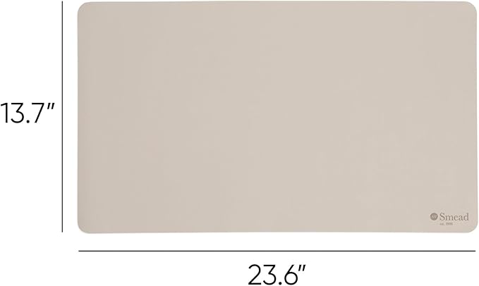 Smead Desk Pad, Vegan Leather Desk Mat with Non - Slip Faux Suede Backing, Perfect Desk Organizer for Office Decor, 23.6” x 13.7” Small, Sandstone (64836) | Desk Pads Blotters - TrueDesk