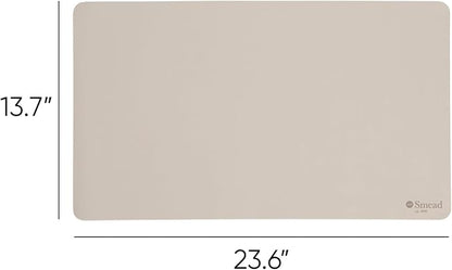 Smead Desk Pad, Vegan Leather Desk Mat with Non - Slip Faux Suede Backing, Perfect Desk Organizer for Office Decor, 23.6” x 13.7” Small, Sandstone (64836) | Desk Pads Blotters - TrueDesk