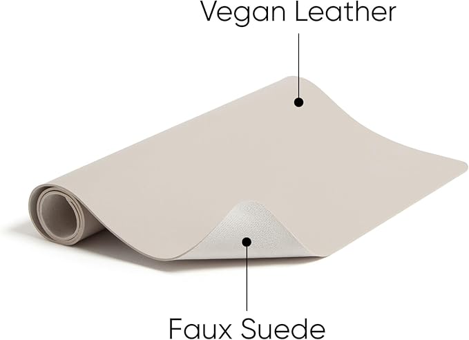 Smead Desk Pad, Vegan Leather Desk Mat with Non - Slip Faux Suede Backing, Perfect Desk Organizer for Office Decor, 23.6” x 13.7” Small, Sandstone (64836) | Desk Pads Blotters - TrueDesk