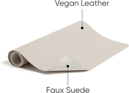 Smead Desk Pad, Vegan Leather Desk Mat with Non - Slip Faux Suede Backing, Perfect Desk Organizer for Office Decor, 23.6” x 13.7” Small, Sandstone (64836) | Desk Pads Blotters - TrueDesk