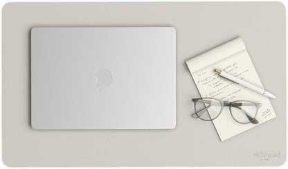 Smead Desk Pad, Vegan Leather Desk Mat with Non - Slip Faux Suede Backing, Perfect Desk Organizer for Office Decor, 23.6” x 13.7” Small, Sandstone (64836) | Desk Pads Blotters - TrueDesk
