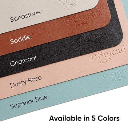 Smead Desk Pad, Vegan Leather Desk Mat with Non - Slip Faux Suede Backing, Perfect Desk Organizer for Office Decor, 23.6” x 13.7” Small, Sandstone (64836) | Desk Pads Blotters - TrueDesk