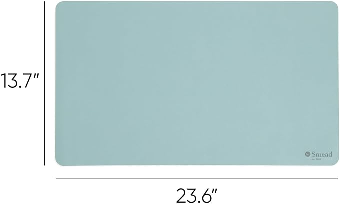 Smead Desk Pad, Vegan Leather Desk Mat with Non - Slip Faux Suede Backing, Perfect Desk Organizer for Office Decor, 23.6” x 13.7” Small, Superior Blue (64840) | Desk Pads Blotters - TrueDesk