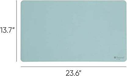 Smead Desk Pad, Vegan Leather Desk Mat with Non - Slip Faux Suede Backing, Perfect Desk Organizer for Office Decor, 23.6” x 13.7” Small, Superior Blue (64840) | Desk Pads Blotters - TrueDesk