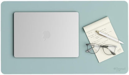 Smead Desk Pad, Vegan Leather Desk Mat with Non - Slip Faux Suede Backing, Perfect Desk Organizer for Office Decor, 23.6” x 13.7” Small, Superior Blue (64840) | Desk Pads Blotters - TrueDesk