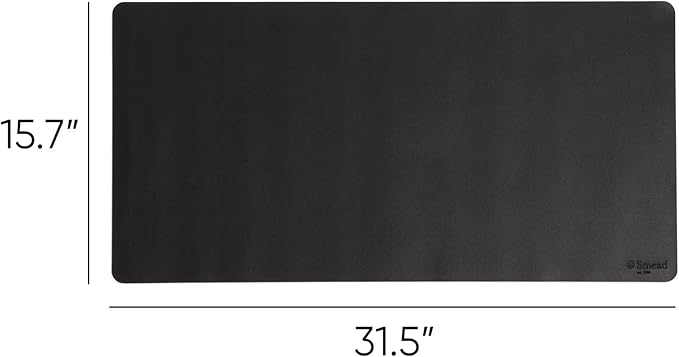 Smead Desk Pad, Vegan Leather Desk Mat with Non - Slip Faux Suede Backing, Perfect Desk Organizer for Office Decor, 31.5” x 15.7” Medium, Charcoal (64833) | Desk Pads Blotters - TrueDesk