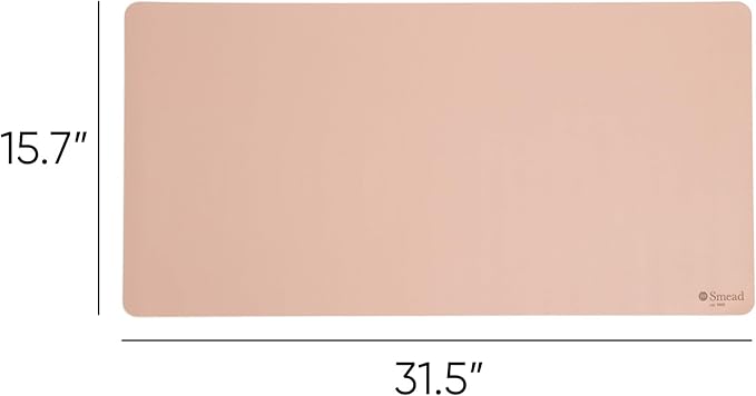 Smead Desk Pad, Vegan Leather Desk Mat with Non - Slip Faux Suede Backing, Perfect Desk Organizer for Office Decor, 31.5” x 15.7” Medium, Dusty Rose (64834) | Desk Pads Blotters - TrueDesk