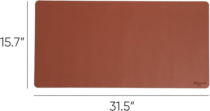 Smead Desk Pad, Vegan Leather Desk Mat with Non - Slip Faux Suede Backing, Perfect Desk Organizer for Office Decor, 31.5” x 15.7” Medium, Saddle (64832) | Desk Pads Blotters - TrueDesk