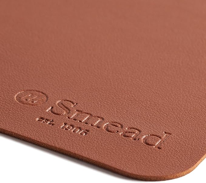 Smead Desk Pad, Vegan Leather Desk Mat with Non - Slip Faux Suede Backing, Perfect Desk Organizer for Office Decor, 31.5” x 15.7” Medium, Saddle (64832) | Desk Pads Blotters - TrueDesk