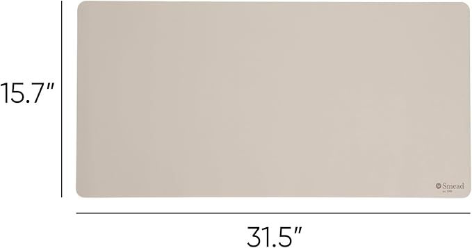 Smead Desk Pad, Vegan Leather Desk Mat with Non - Slip Faux Suede Backing, Perfect Desk Organizer for Office Decor, 31.5” x 15.7” Medium, Sandstone (64831) | Desk Pads Blotters - TrueDesk