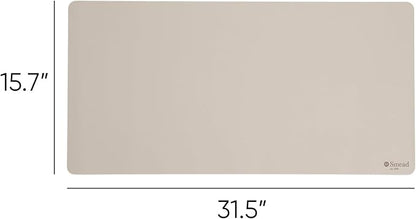 Smead Desk Pad, Vegan Leather Desk Mat with Non - Slip Faux Suede Backing, Perfect Desk Organizer for Office Decor, 31.5” x 15.7” Medium, Sandstone (64831) | Desk Pads Blotters - TrueDesk