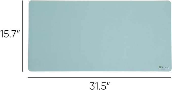Smead Desk Pad, Vegan Leather Desk Mat with Non - Slip Faux Suede Backing, Perfect Desk Organizer for Office Decor, 31.5” x 15.7” Medium, Superior Blue (64835) | Desk Pads Blotters - TrueDesk