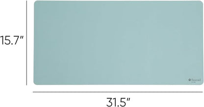 Smead Desk Pad, Vegan Leather Desk Mat with Non - Slip Faux Suede Backing, Perfect Desk Organizer for Office Decor, 31.5” x 15.7” Medium, Superior Blue (64835) | Desk Pads Blotters - TrueDesk
