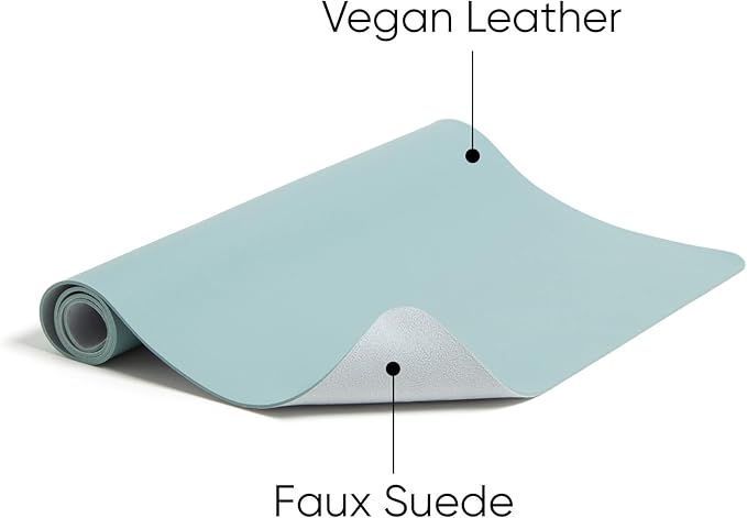 Smead Desk Pad, Vegan Leather Desk Mat with Non - Slip Faux Suede Backing, Perfect Desk Organizer for Office Decor, 31.5” x 15.7” Medium, Superior Blue (64835) | Desk Pads Blotters - TrueDesk