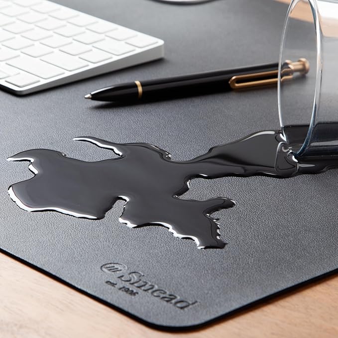 Smead Desk Pad, Vegan Leather Desk Mat with Non - Slip Faux Suede Backing, Perfect Desk Organizer for Office Decor, 36” x 17” Large, Charcoal (64828) | Desk Pads Blotters - TrueDesk