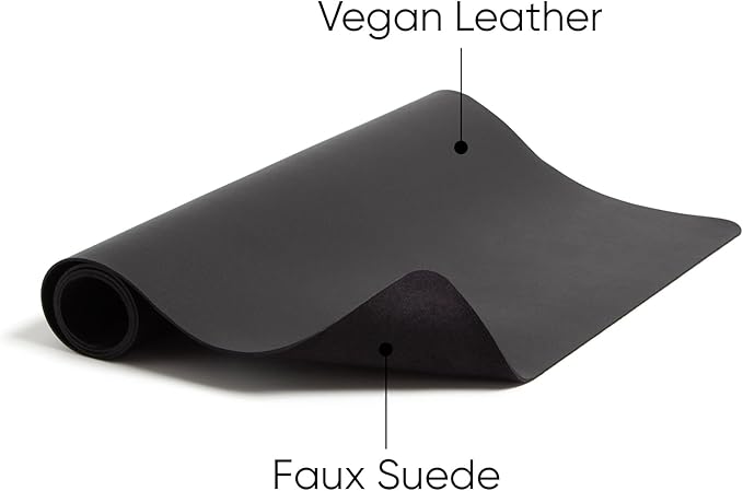 Smead Desk Pad, Vegan Leather Desk Mat with Non - Slip Faux Suede Backing, Perfect Desk Organizer for Office Decor, 36” x 17” Large, Charcoal (64828) | Desk Pads Blotters - TrueDesk