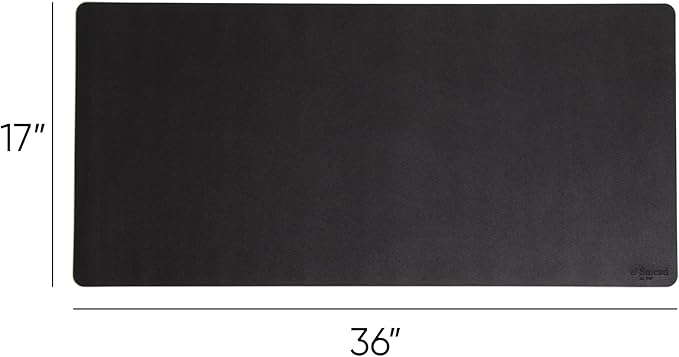 Smead Desk Pad, Vegan Leather Desk Mat with Non - Slip Faux Suede Backing, Perfect Desk Organizer for Office Decor, 36” x 17” Large, Charcoal (64828) | Desk Pads Blotters - TrueDesk