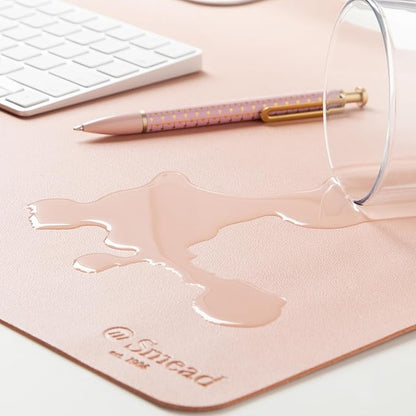 Smead Desk Pad, Vegan Leather Desk Mat with Non - Slip Faux Suede Backing, Perfect Desk Organizer for Office Decor, 36” x 17” Large, Dusty Rose (64829) | Desk Pads Blotters - TrueDesk