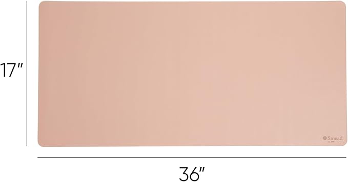 Smead Desk Pad, Vegan Leather Desk Mat with Non - Slip Faux Suede Backing, Perfect Desk Organizer for Office Decor, 36” x 17” Large, Dusty Rose (64829) | Desk Pads Blotters - TrueDesk