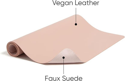Smead Desk Pad, Vegan Leather Desk Mat with Non - Slip Faux Suede Backing, Perfect Desk Organizer for Office Decor, 36” x 17” Large, Dusty Rose (64829) | Desk Pads Blotters - TrueDesk