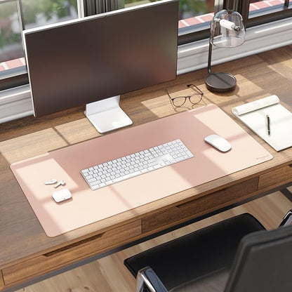 Smead Desk Pad, Vegan Leather Desk Mat with Non - Slip Faux Suede Backing, Perfect Desk Organizer for Office Decor, 36” x 17” Large, Dusty Rose (64829) | Desk Pads Blotters - TrueDesk