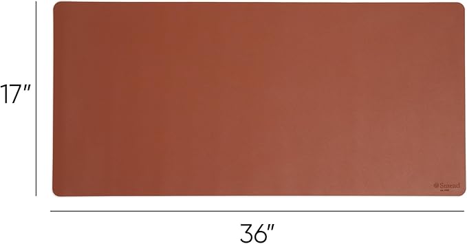 Smead Desk Pad, Vegan Leather Desk Mat with Non - Slip Faux Suede Backing, Perfect Desk Organizer for Office Decor, 36” x 17” Large, Saddle (64827) | Desk Pads Blotters - TrueDesk