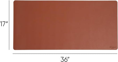 Smead Desk Pad, Vegan Leather Desk Mat with Non - Slip Faux Suede Backing, Perfect Desk Organizer for Office Decor, 36” x 17” Large, Saddle (64827) | Desk Pads Blotters - TrueDesk