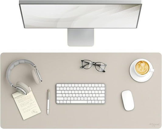 Smead Desk Pad, Vegan Leather Desk Mat with Non - Slip Faux Suede Backing, Perfect Desk Organizer for Office Decor, 36” x 17” Large, Sandstone (64826) | Desk Pads Blotters - TrueDesk