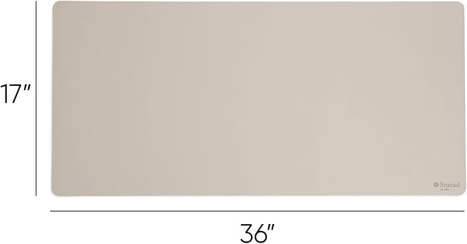 Smead Desk Pad, Vegan Leather Desk Mat with Non - Slip Faux Suede Backing, Perfect Desk Organizer for Office Decor, 36” x 17” Large, Sandstone (64826) | Desk Pads Blotters - TrueDesk