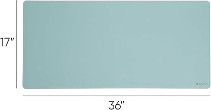 Smead Desk Pad, Vegan Leather Desk Mat with Non - Slip Faux Suede Backing, Perfect Desk Organizer for Office Decor, 36” x 17” Large, Superior Blue (64830) | Desk Pads Blotters - TrueDesk
