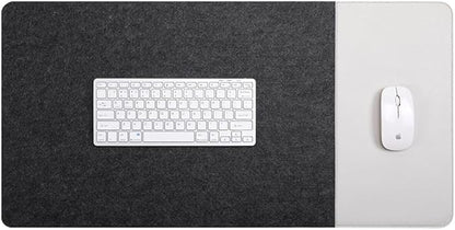 Smooch Felt Desk Pad & Leather Mouse Pad with Non - Slip Bottom,Large Computer Desk Protector Writing Laptop Mat Keyboard Mat for Office Home School (Black Grey,31.5x15.7in/80x40cm) | Mouse Pads - TrueDesk