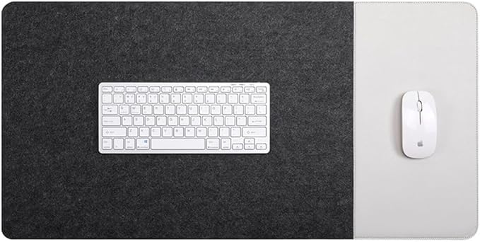 Smooch Felt Desk Pad & Leather Mouse Pad with Non - Slip Bottom,Large Computer Desk Protector Writing Laptop Mat Keyboard Mat for Office Home School (Black Grey,39.4x19.7in/100x50cm) | Mouse Pads - TrueDesk