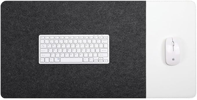 Smooch Felt Desk Pad & Leather Mouse Pad with Non - Slip Bottom,Large Computer Desk Protector Writing Laptop Mat Keyboard Mat for Office Home School (Black White,35.4x15.7in/90x40cm) | Mouse Pads - TrueDesk