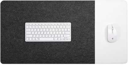 Smooch Felt Desk Pad & Leather Mouse Pad with Non - Slip Bottom,Large Computer Desk Protector Writing Laptop Mat Keyboard Mat for Office Home School (Black White,35.4x15.7in/90x40cm) | Mouse Pads - TrueDesk