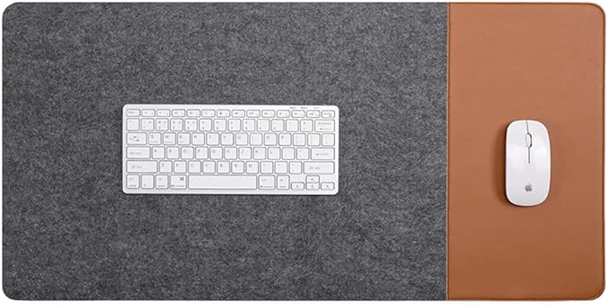 Smooch Felt Desk Pad & Leather Mouse Pad with Non - Slip Bottom,Large Computer Desk Protector Writing Laptop Mat Keyboard Mat for Office Home School (Grey Brown,39.4x15.7in/100x40cm) | Mouse Pads - TrueDesk