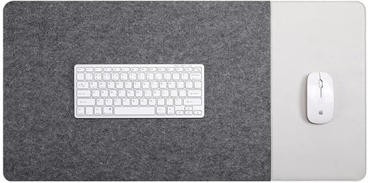 Smooch Felt Desk Pad & Leather Mouse Pad with Non - Slip Bottom,Large Computer Desk Protector Writing Laptop Mat Keyboard Mat for Office Home School (Grey Light,31.5x15.7in/80x40cm) | Desk Pads Blotters - TrueDesk