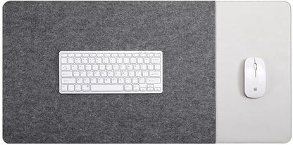 Smooch Felt Desk Pad & Leather Mouse Pad with Non - Slip Bottom,Large Computer Desk Protector Writing Laptop Mat Keyboard Mat for Office Home School (Grey Light,35.4x15.7in/90x40cm) | Mouse Pads - TrueDesk