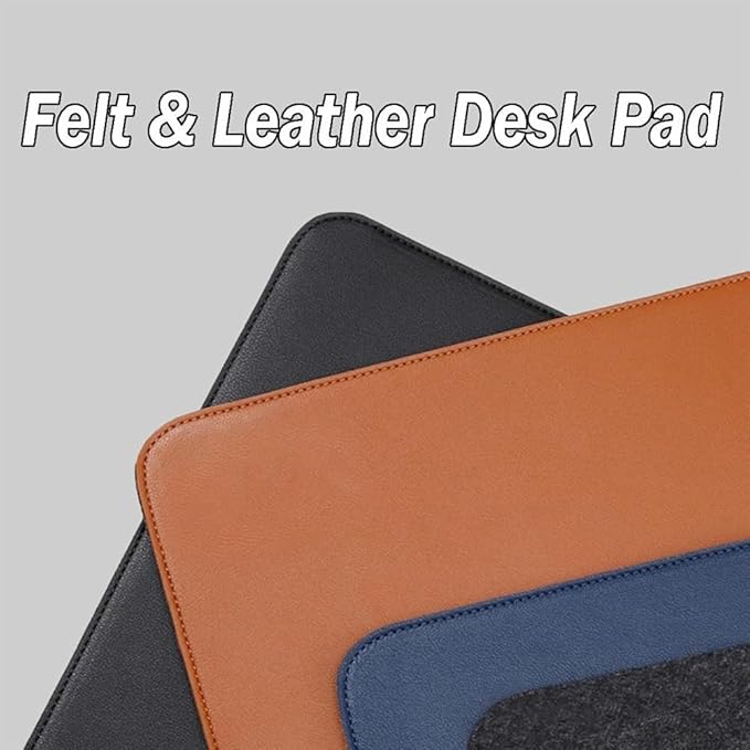 Smooch Felt Desk Pad & Leather Mouse Pad with Non - Slip Bottom,Large Computer Desk Protector Writing Laptop Mat Keyboard Mat for Office Home School (Grey White,35.4x15.7in/90x40cm) | Mouse Pads - TrueDesk