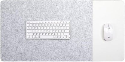 Smooch Felt Desk Pad & Leather Mouse Pad with Non - Slip Bottom,Large Computer Desk Protector Writing Laptop Mat Keyboard Mat for Office Home School (White,35.4x15.7in/90x40cm) | Mouse Pads - TrueDesk