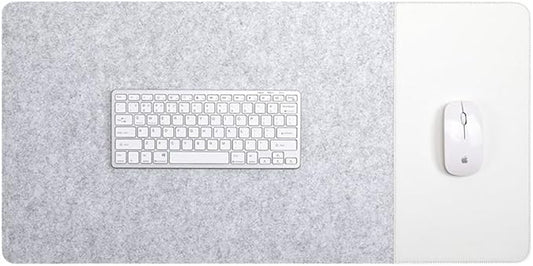 Smooch Felt Desk Pad & Leather Mouse Pad with Non - Slip Bottom,Large Computer Desk Protector Writing Laptop Mat Keyboard Mat for Office Home School (White,35.4x15.7in/90x40cm) | Mouse Pads - TrueDesk