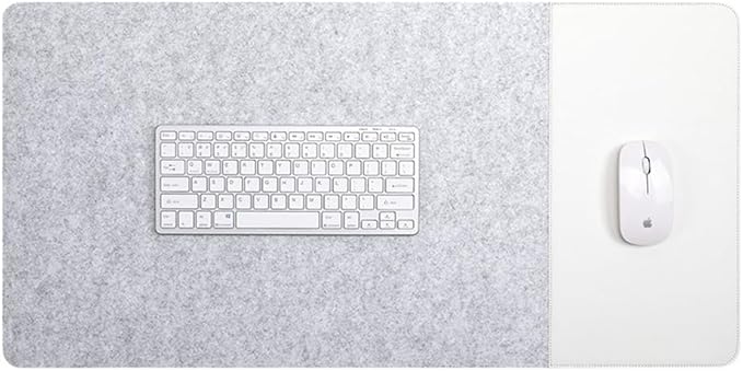Smooch Felt Desk Pad & Leather Mouse Pad with Non - Slip Bottom,Large Computer Desk Protector Writing Laptop Mat Keyboard Mat for Office Home School (White,39.4x15.7in/100x40cm) | Mouse Pads - TrueDesk