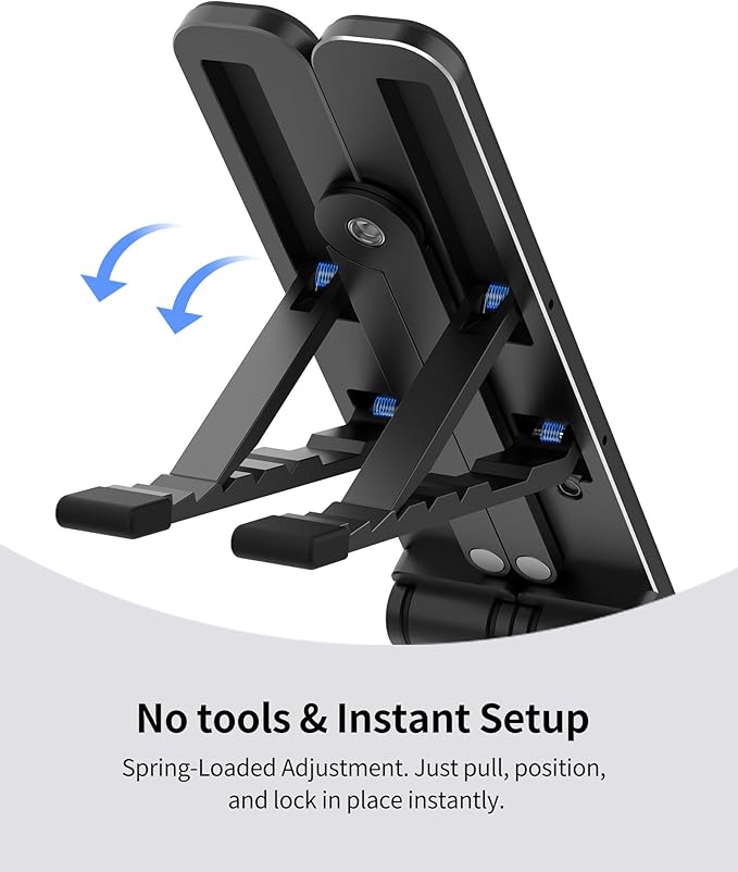 SODI 2025 Foldable Laptop Stand for Desk - Bi - fold Ergonomic Spring Adjustable Computer Holder, 3 in 1 Metal Portable Laptop Stand for Notebook, Phone, Tablet,10 - 16", Desk & Travel Use | Stands - TrueDesk