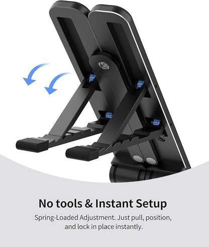 SODI 2025 Foldable Laptop Stand for Desk - Bi - fold Ergonomic Spring Adjustable Computer Holder, 3 in 1 Metal Portable Laptop Stand for Notebook, Phone, Tablet,10 - 16", Desk & Travel Use | Stands - TrueDesk