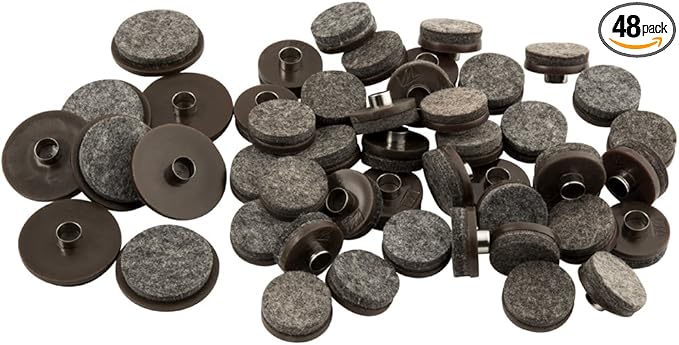 softtouch 1 1/2" Round Nail On Heavy Duty Felt Furniture Pads for Wood Furniture, Protect Hard Floor Surfaces from Scratches, Brown (48 Pack) | Furniture Pads - TrueDesk