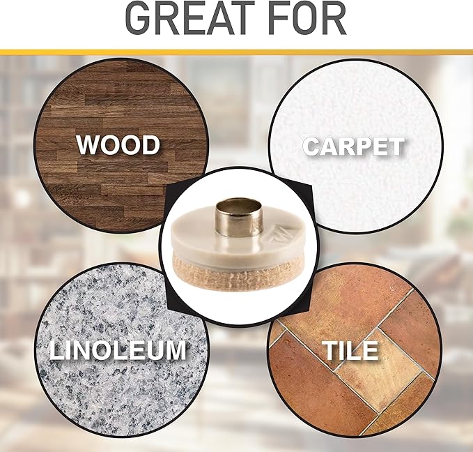 SoftTouch 1" Round Nail - On Felt Furniture Sliders, Protective Heavy - Duty Felt Pads for Wood Furniture and Hard Surfaces, 48 - Count, Beige | Furniture Pads - TrueDesk