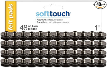 SoftTouch 1" Round Nail - On Felt Furniture Sliders, Protective Heavy - Duty Felt Pads for Wood Furniture and Hard Surfaces, 48 - Count, Black | Furniture Pads - TrueDesk